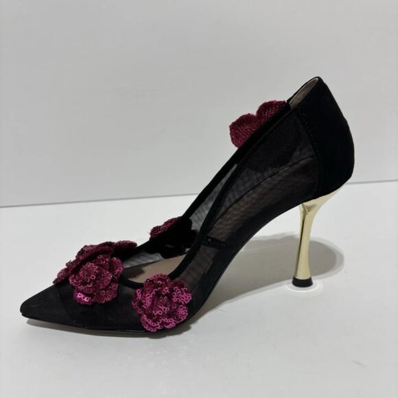 Betsey Johnson Women’s Rossa Black/Pink High Heel Pumps, Size 6.5 M - Picture 2 of 6